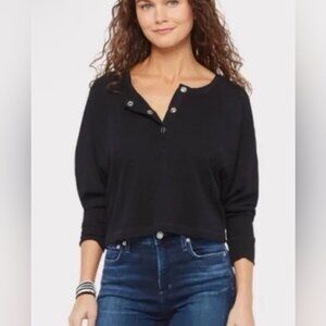 Chaser Anthropologie Black Cotton Henley Top L